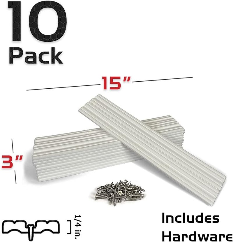 Caliber Marine Trailer Bunk Slides 23011, 3 x 15 inch, 10-Pack, White - Image 2